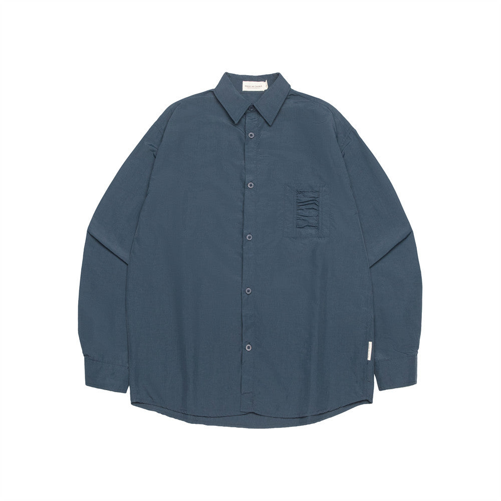 Solid Color Loose Long Sleeves Shirt Men