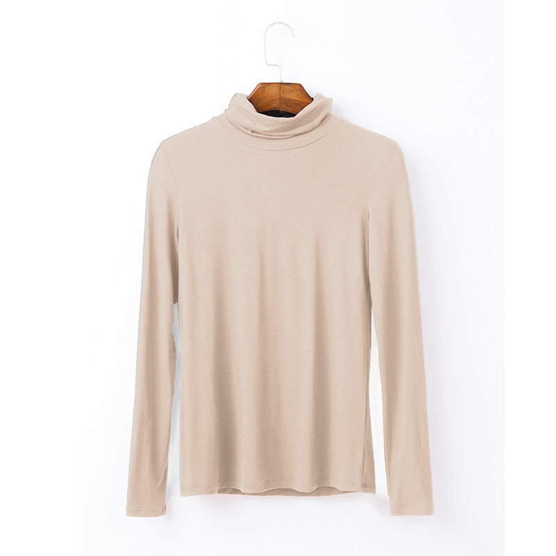 Oversize Women's Long Sleeved T-shirt Solid Color High Collar Modal Undercoat