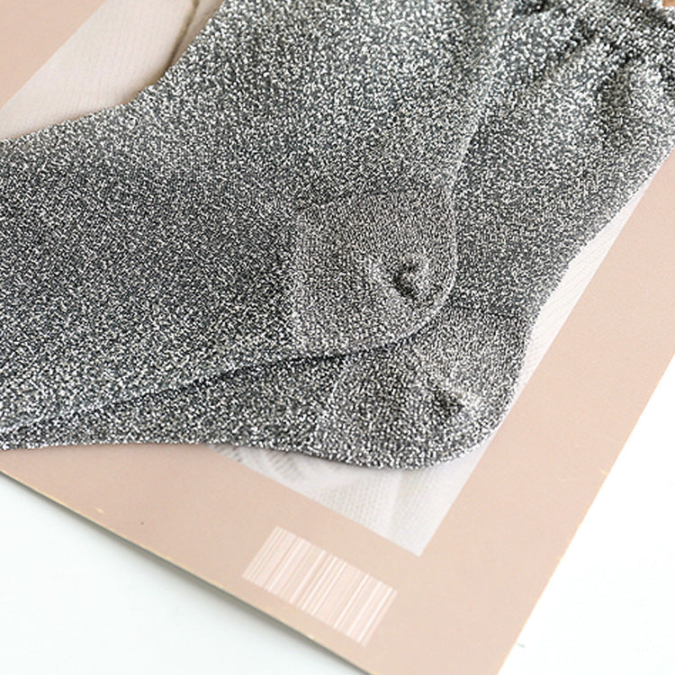 Women's Lace Candy Silver Silk Glitter Socks