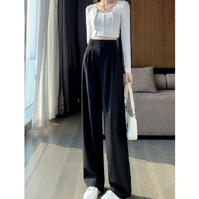 New Brown High Waist Slimming Loose Drooping Small Casual Pants