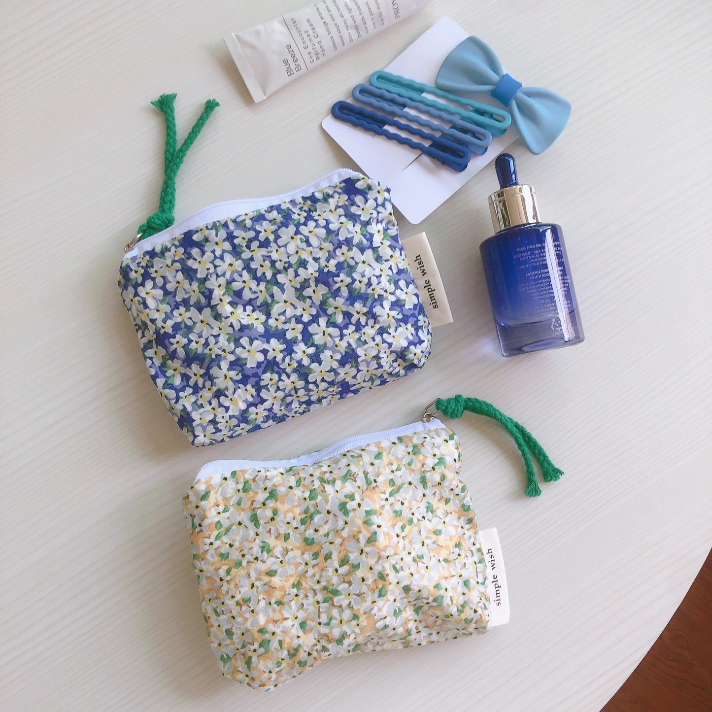 Korean Floral Mini Cotton Coin Pocket Headphone Lipstick Organizer Bag