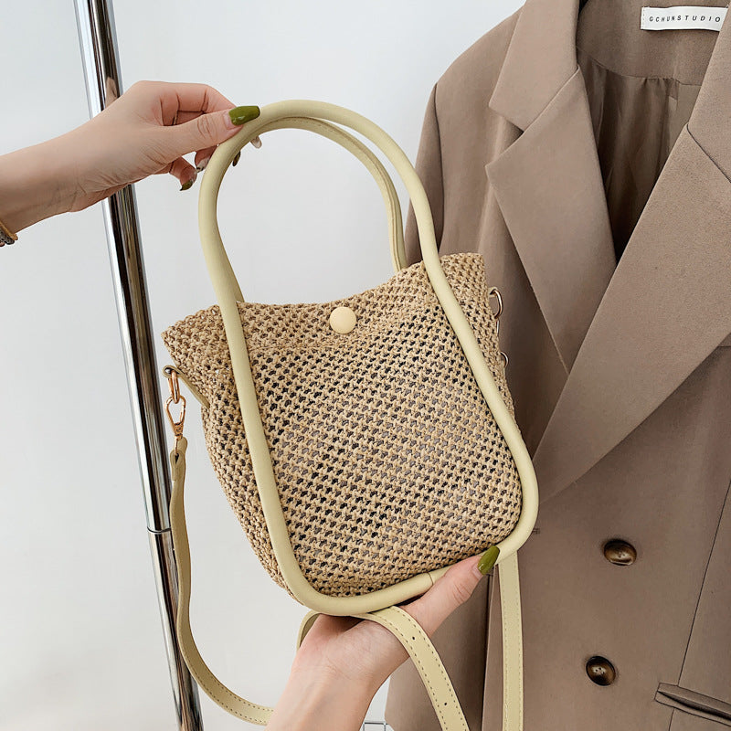 Women's Straw Portable Bucket Bag