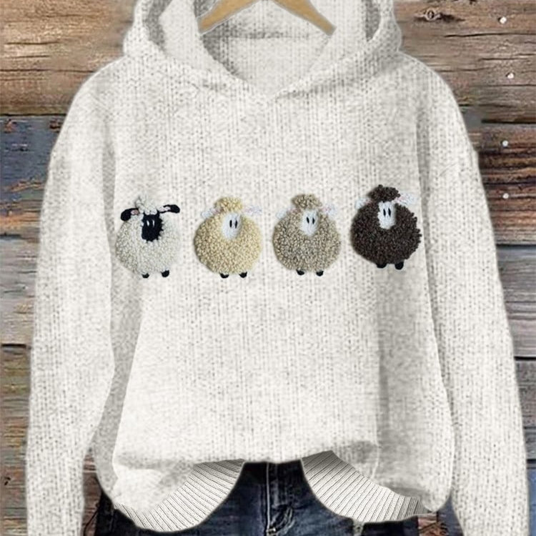 Thick Needle Fabric Women's Hooded Sweater Simple Style