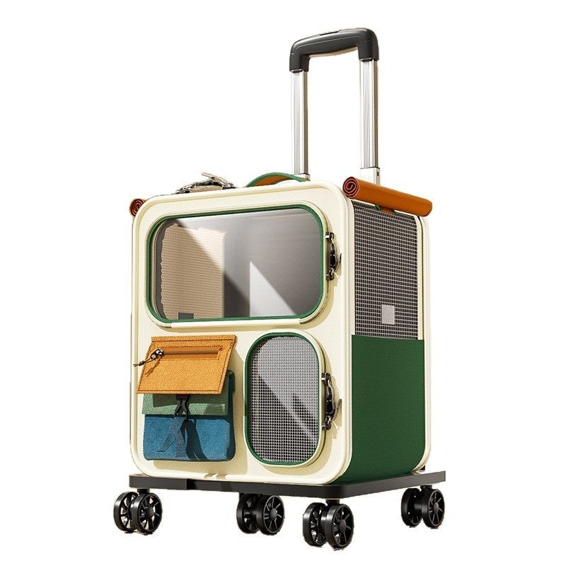 Large-Capacity Luggage-Style Cat Carrier With Multi-Functional Backpack Design