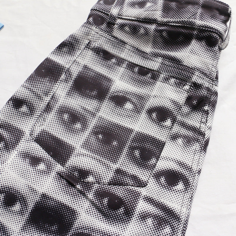 Women's Loose Casual Eye Print High Waist Pants