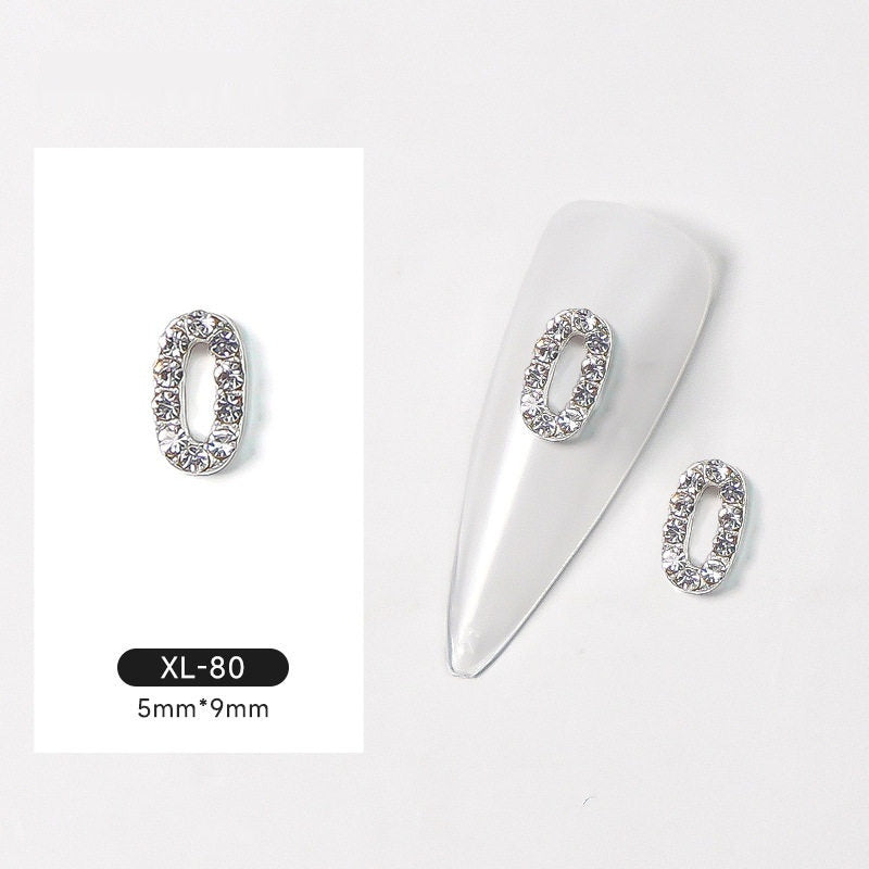 Silver Digital Sparkling Diamond Alloy Nail Decoration
