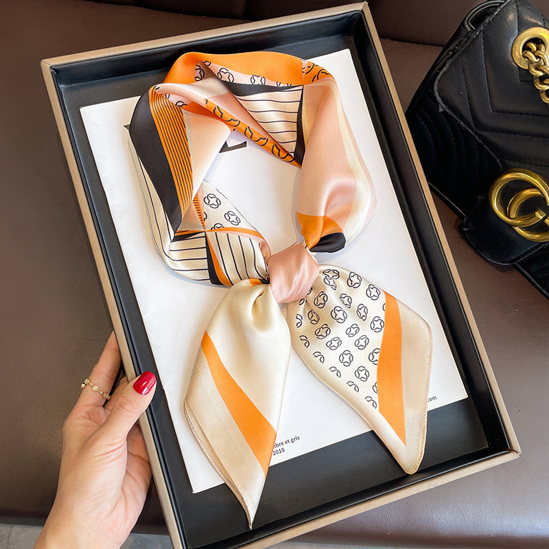 Yellow Small Square Silk Scarf For Women