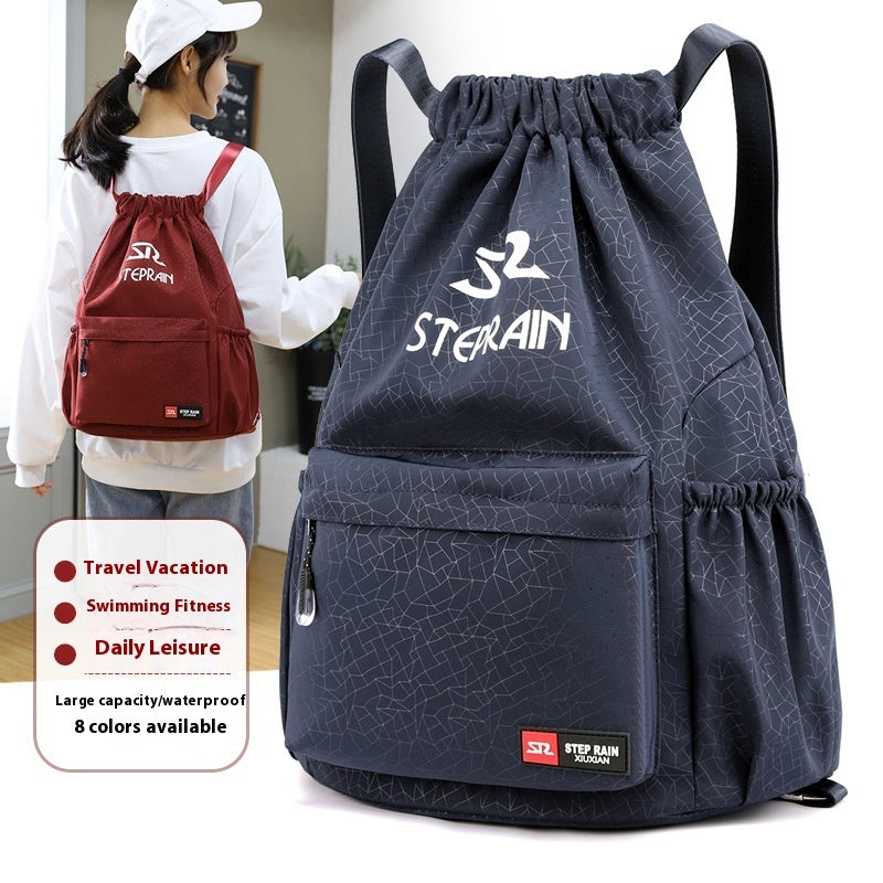 Drawstring Solid Color Simple Drawstring Lightweight Double-shoulder Backpack