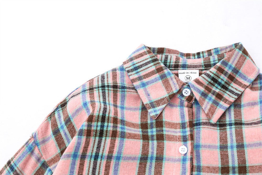 American Retro Casual Plaid Long Sleeve Shirt