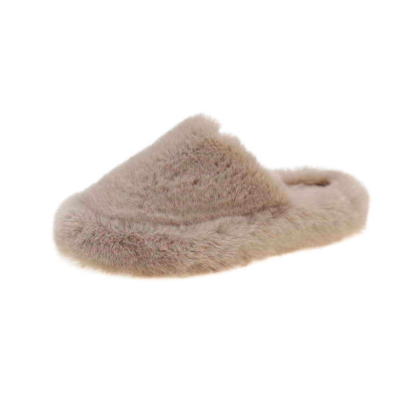 Closed-toe Slippers Women's Outer Wear Large Size Flat Bottom Plush