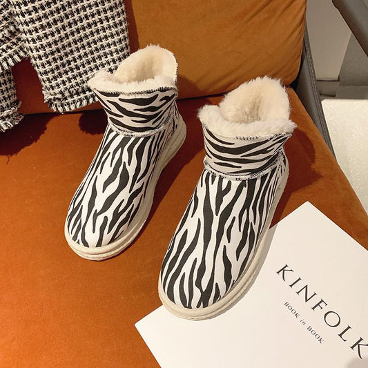Isolerede leopardprint-vinterstøvler