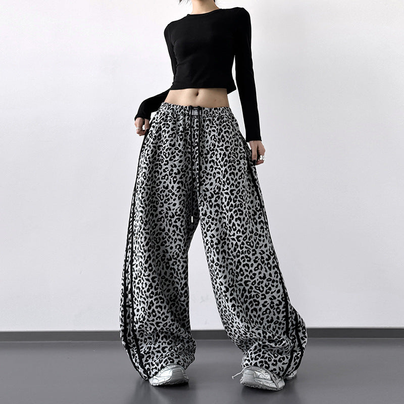 Womens High-waisted Casual Wide-leg Pants