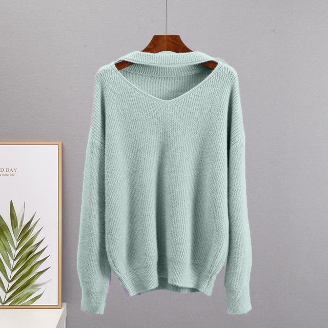 Women's Simple Solid Color Knitted Sweater