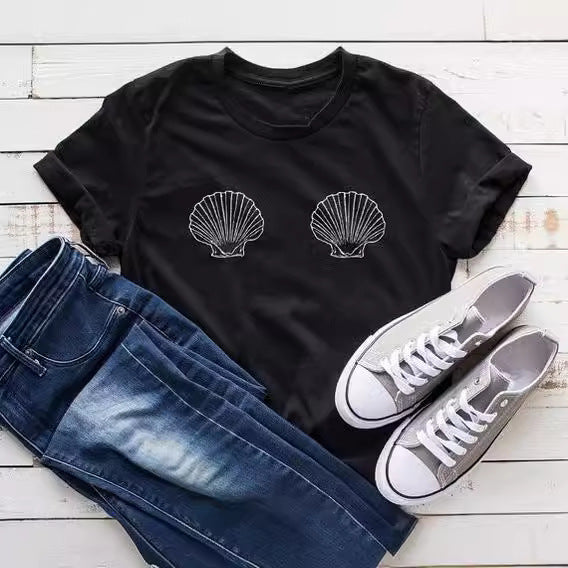 Cross Border Hot Sale Shell Couple Wear Short Sleeve