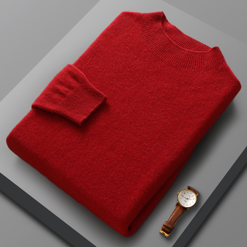 Men's Fashion Casual Half Turtleneck Keep Warm Pure Color Cashmere Sweater