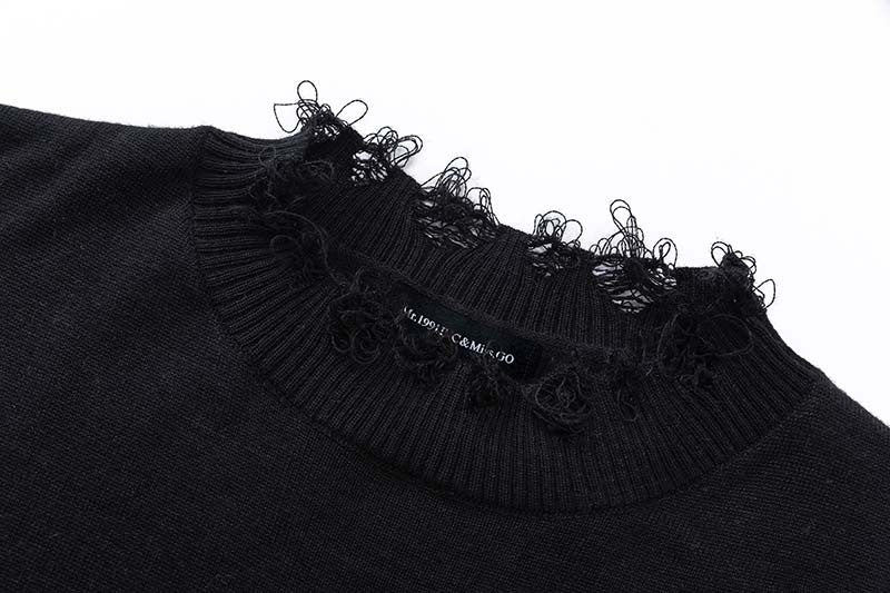 Vintage Street Trendy Mørk Ærmeløs Rundhalset Sweater