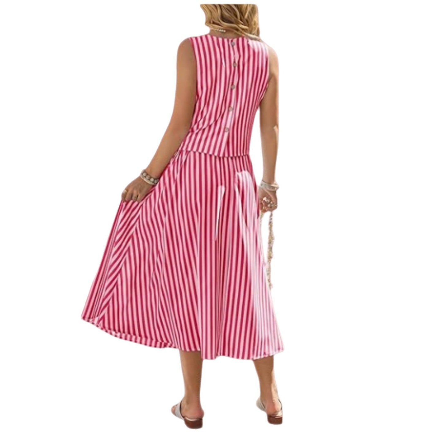 Women's Fashion Casual Striped Vest Set