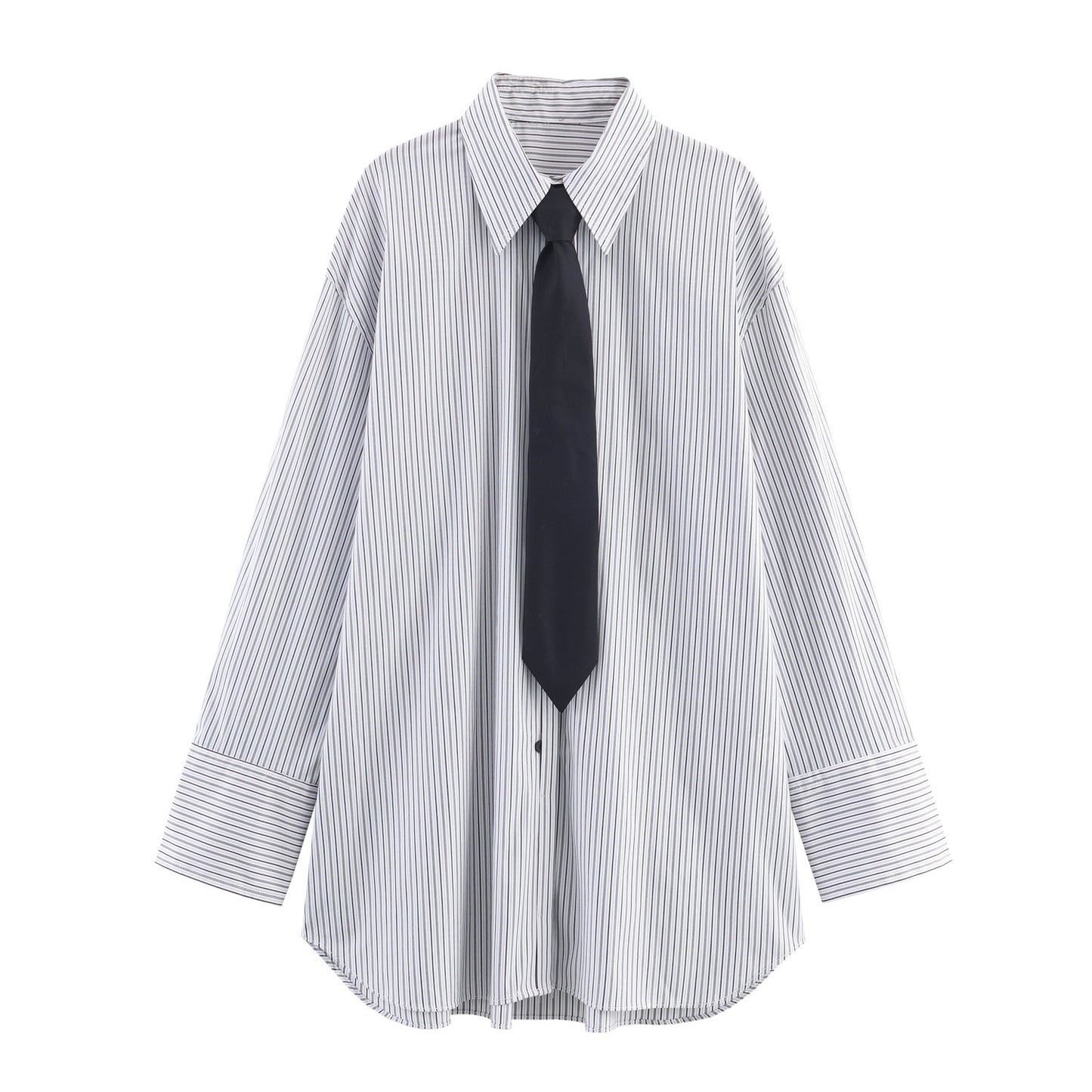 Women's Fashion Casual Loose Tie Decorated Poplin Shirt