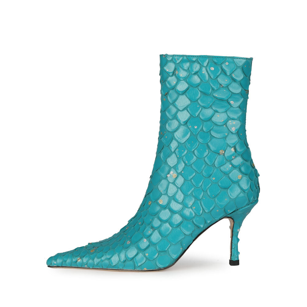 Spring Solid Color Sexy Fish Scale Short Boots
