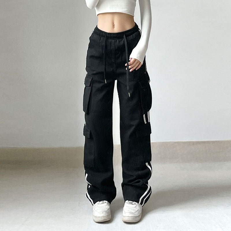 Hip-hop stribet overalls med farvekontrast