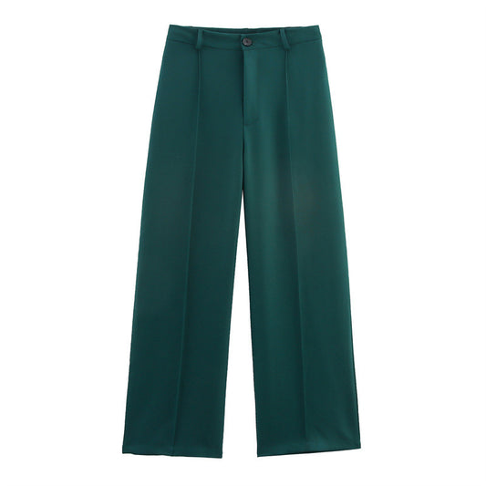 European And American Straight High Waist Slimming Solid Color Casual Pants Trousers