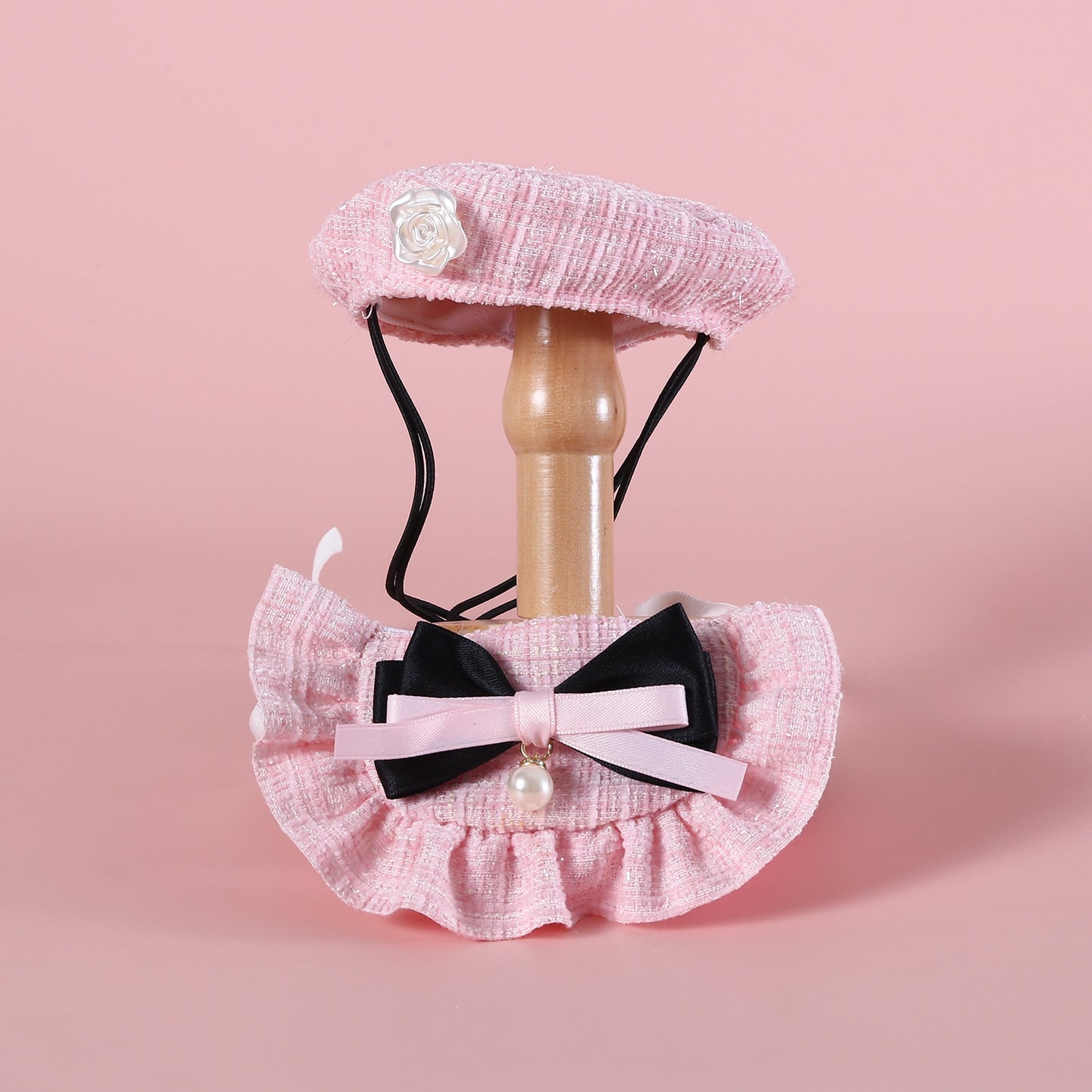 Flower Beret Hat Bow Lace Bib