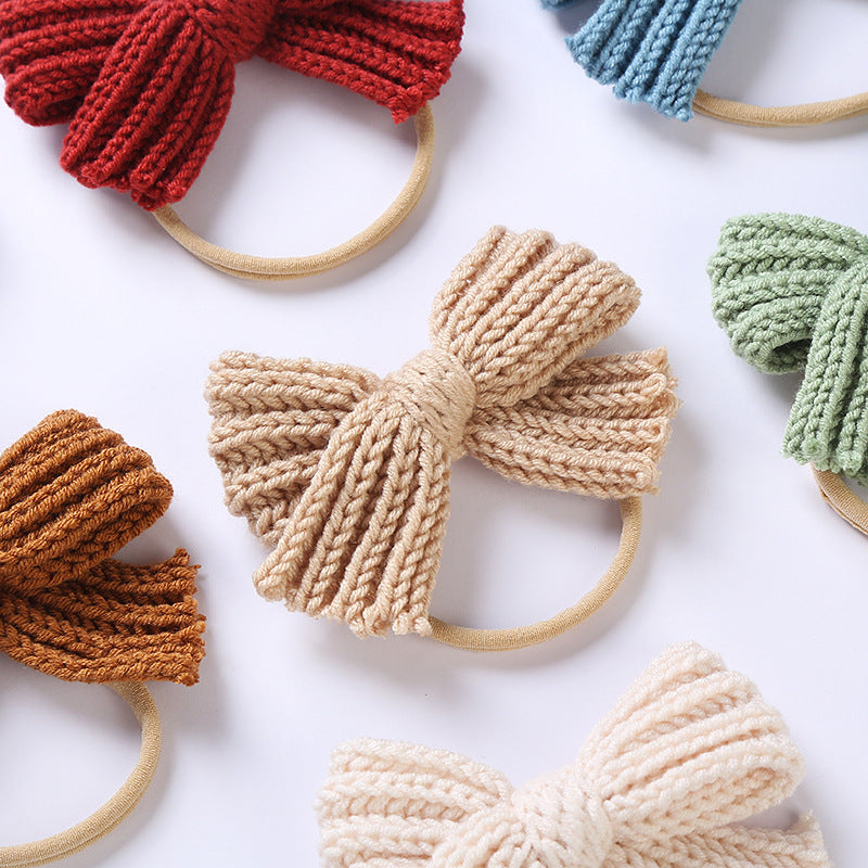 European And American Wool Bow Baby Nylon Hair Band
