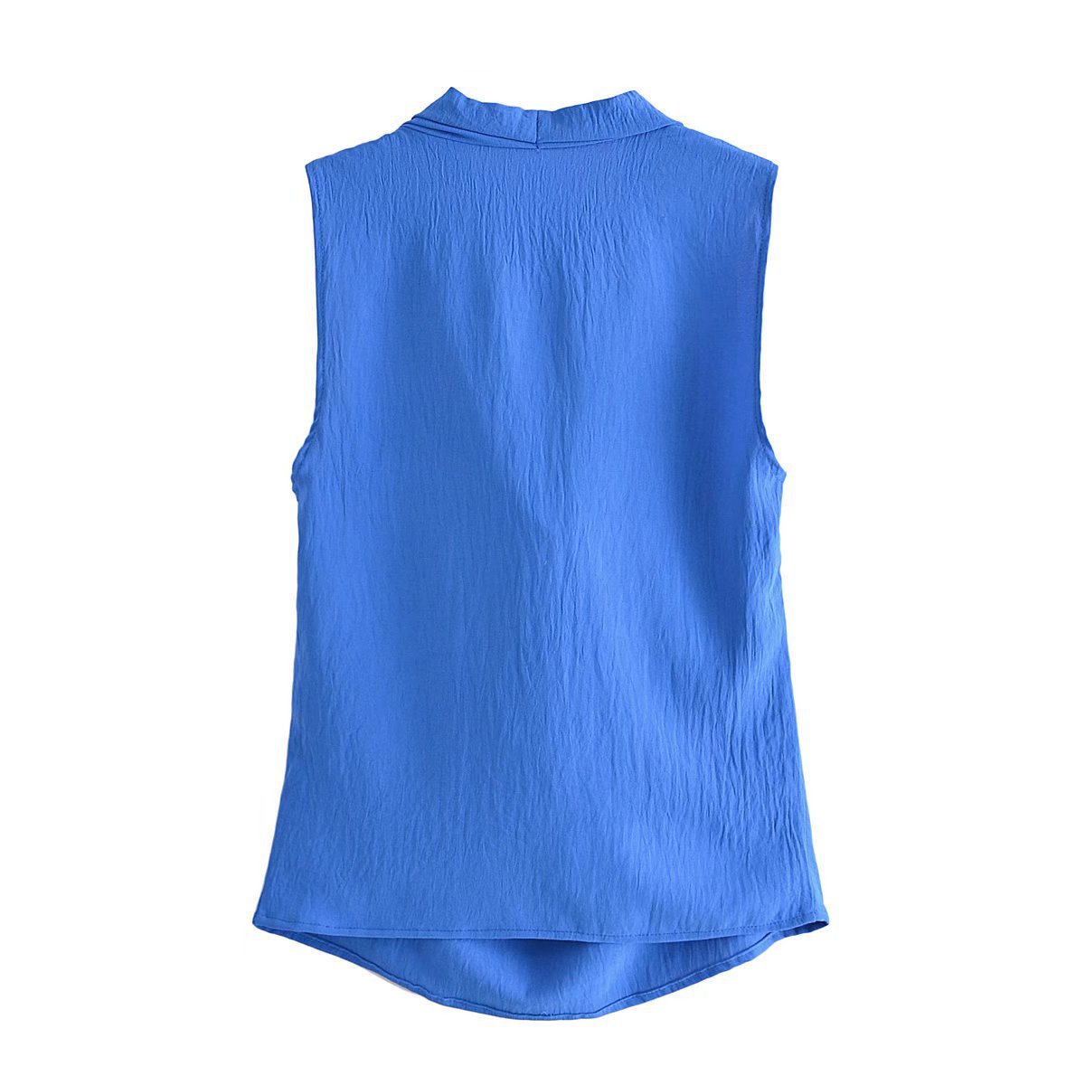 Sleeveless Low Neck Pleated Collar Top Vest