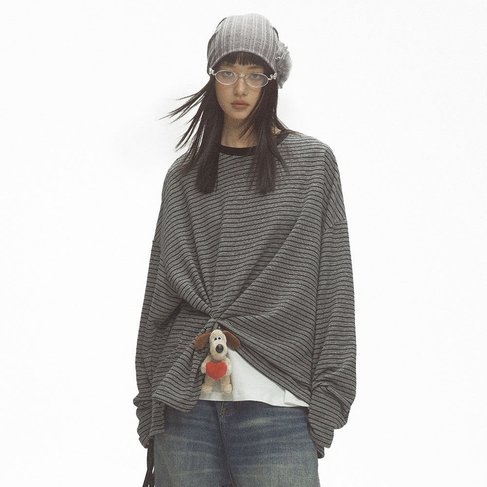 Loose Knitted Striped Long Sleeve Men's And Women's Same Spring And Autumn