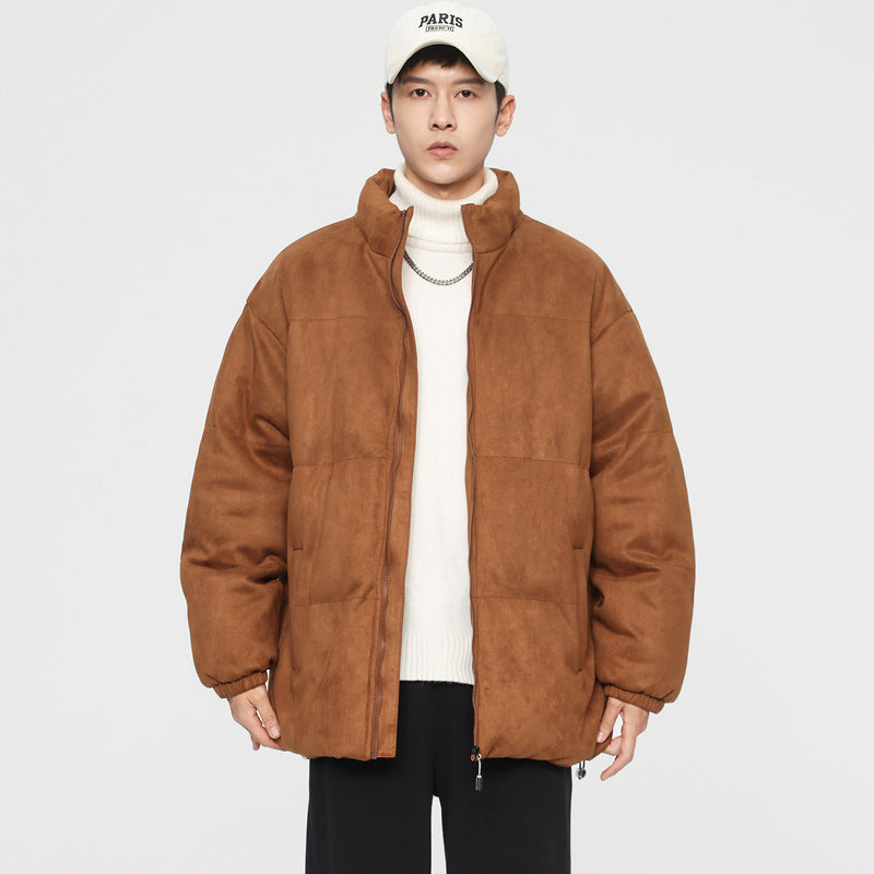 Stand Collar Deerskin Velvet Loose Windproof Warm Quilted Jacket High Quality Trendy Wild Protection