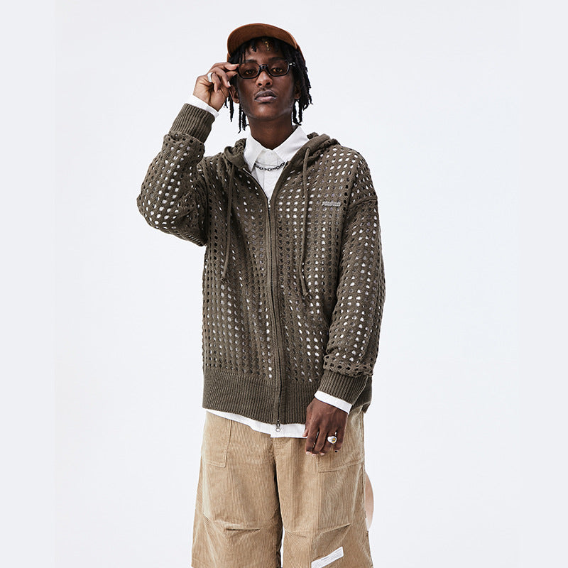 Men's Sweater Knitted Cardigan Hooded Coat