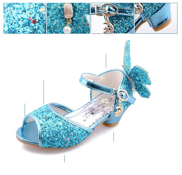 Girls Bowknot Soft Sole Low Heel Dance Shoes