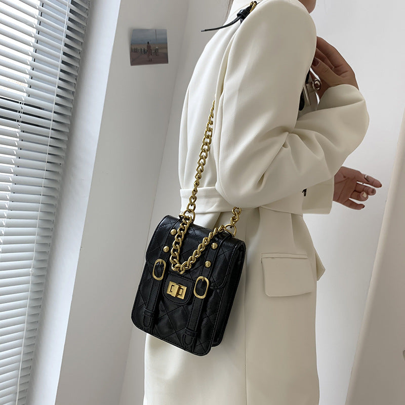 PU Small Fragrant Style Rhombus Square Bag Fashion Contrast Color Retro Simple