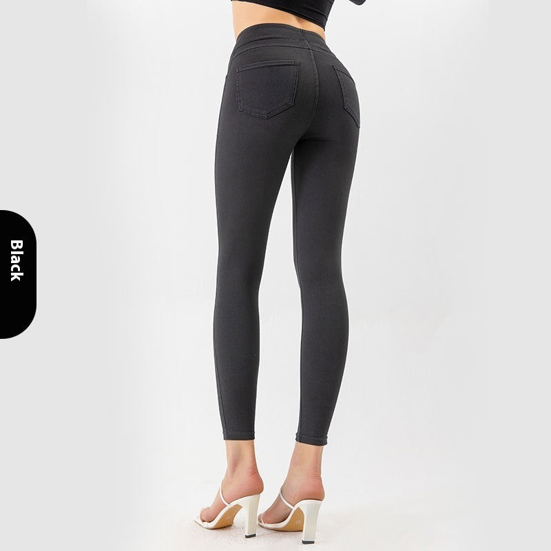 Europæiske Og Amerikanske Nye Højtaljede Yoga Jeans Til Kvinder