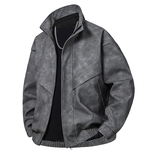 And Handsome Slim Fit Leather Coat