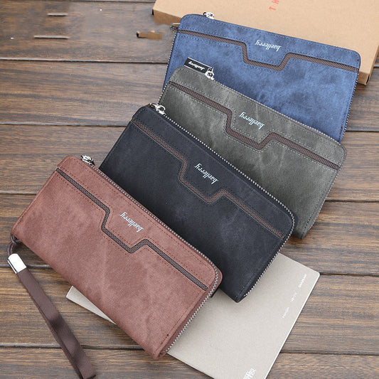 Baellerry Men's Long Zipper Wallet Tide PU Leather Handbag