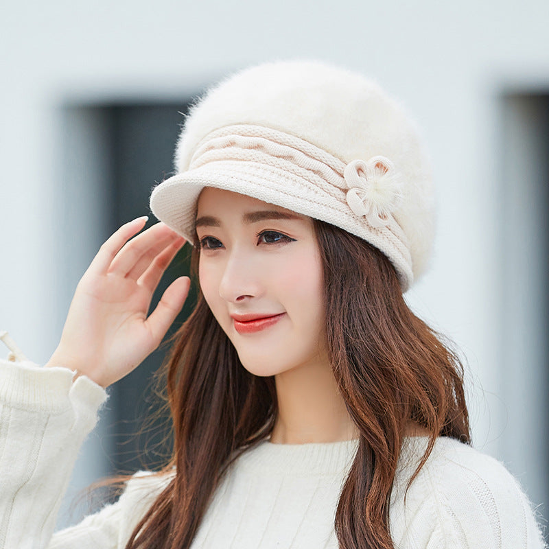 Women's Winter Rabbit Fur Warm Knitted Wool Hat