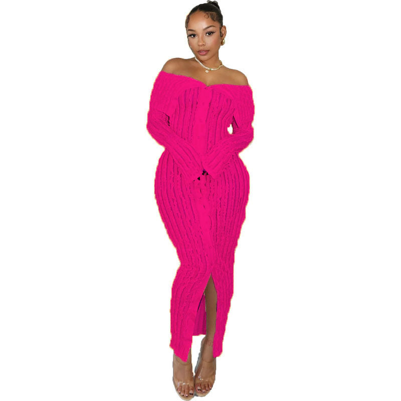 Stylish And Elegant Off-shoulder Long-sleeve Dress