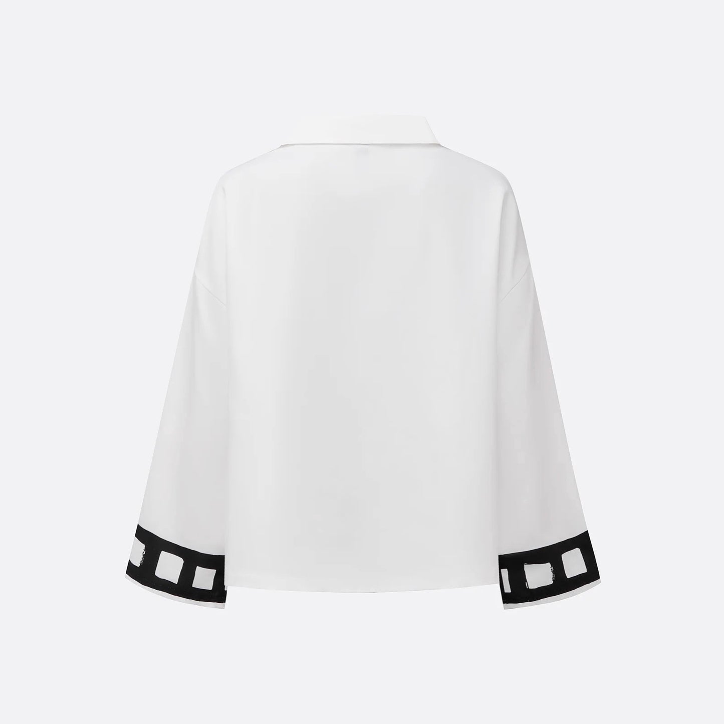 Stylish Relaxed-fit Womens T-shirt With A Stand-up Collar Long Sleeves And A Floral Print