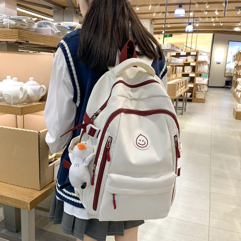 Fashion Color Matching Backpack Ins Simple Korean Version Schoolbags Junior High School College Students Bags