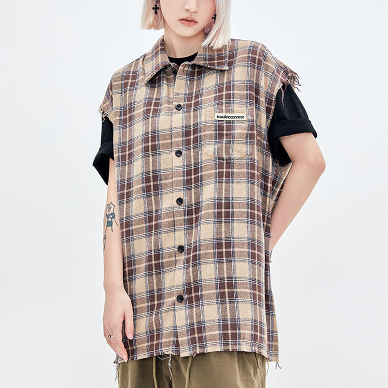 Street Retro Plaid Lapel Casual Shirt