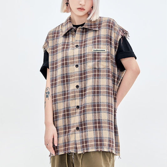Street Retro Plaid Lapel Casual Shirt