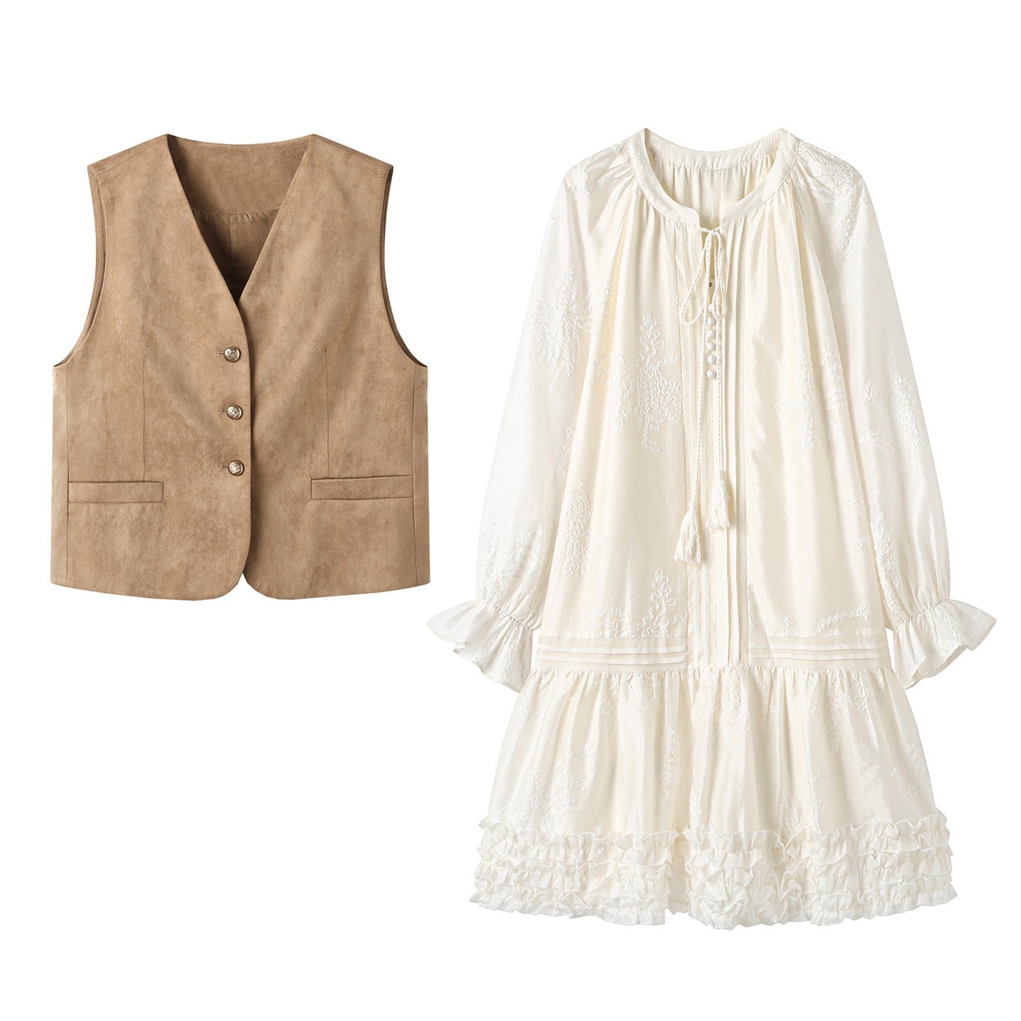 Bohemian White Embroidered Sleeve Loose Dress