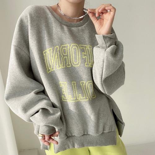 Versatile Western Alphabet Print Slit Sweatshirt