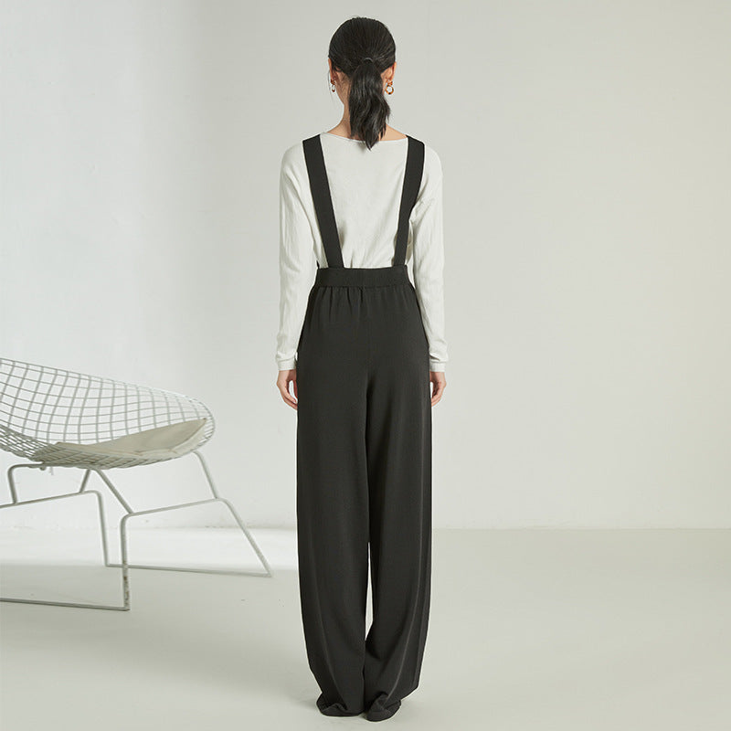 Sleeveless High Waist Strap Casual Knit Jumpsuit Autumn