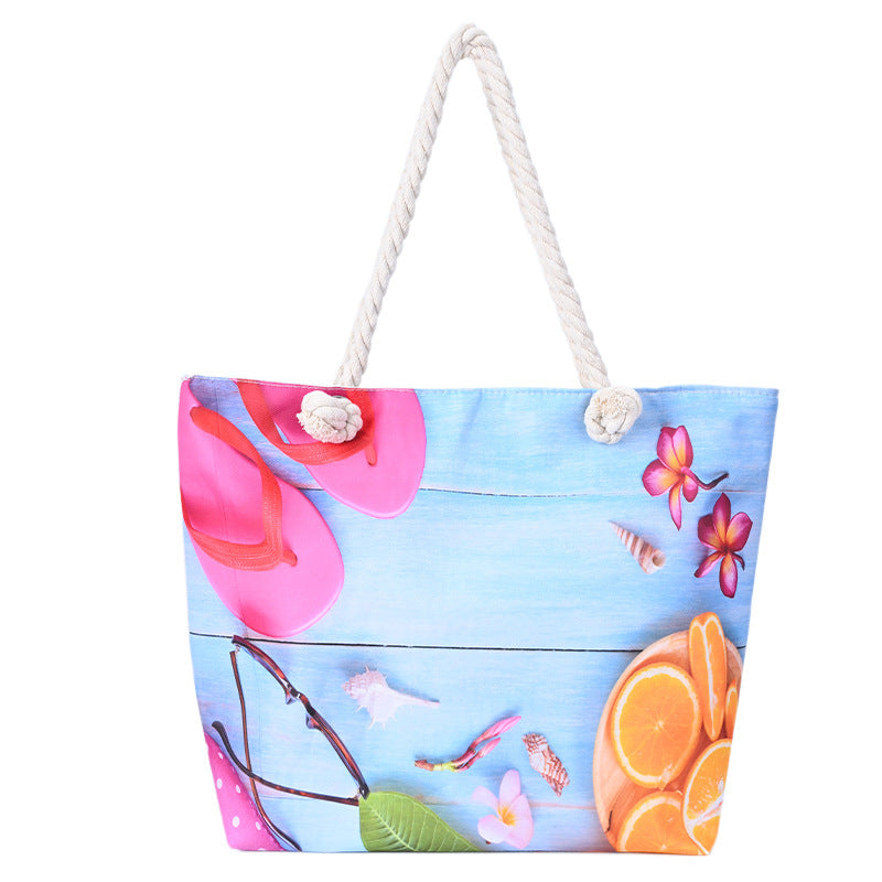Printed Women's Beach Bag Large Capacity Handbag