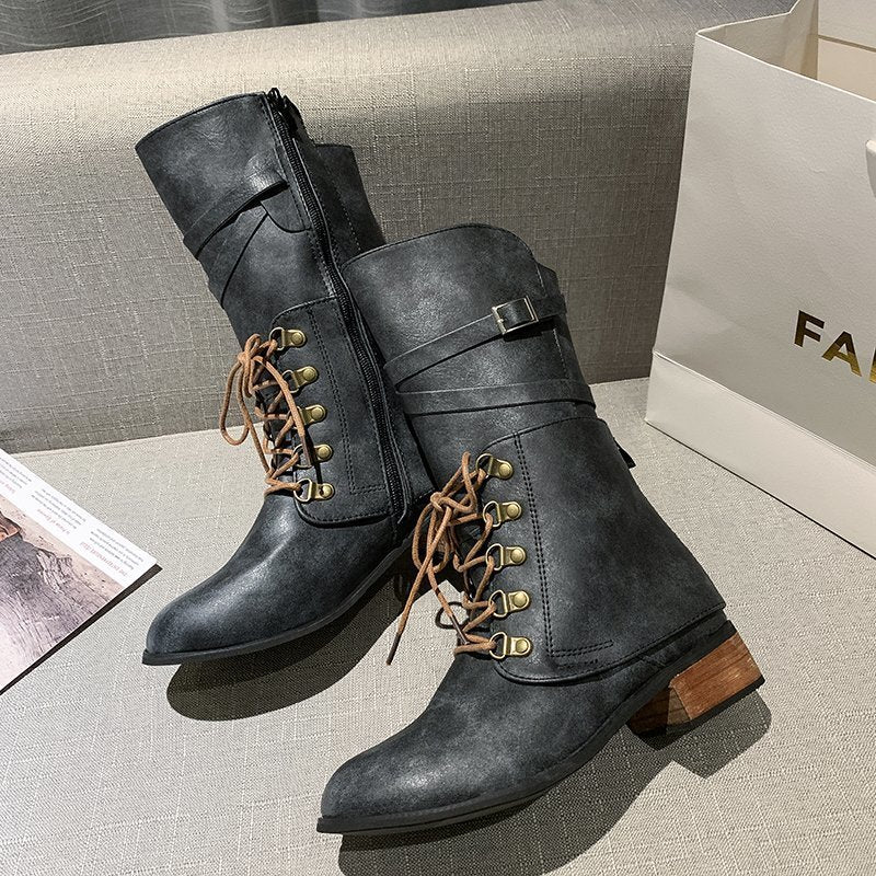 Large Size Autumn And Winter Mid-tube All-match Low-heel