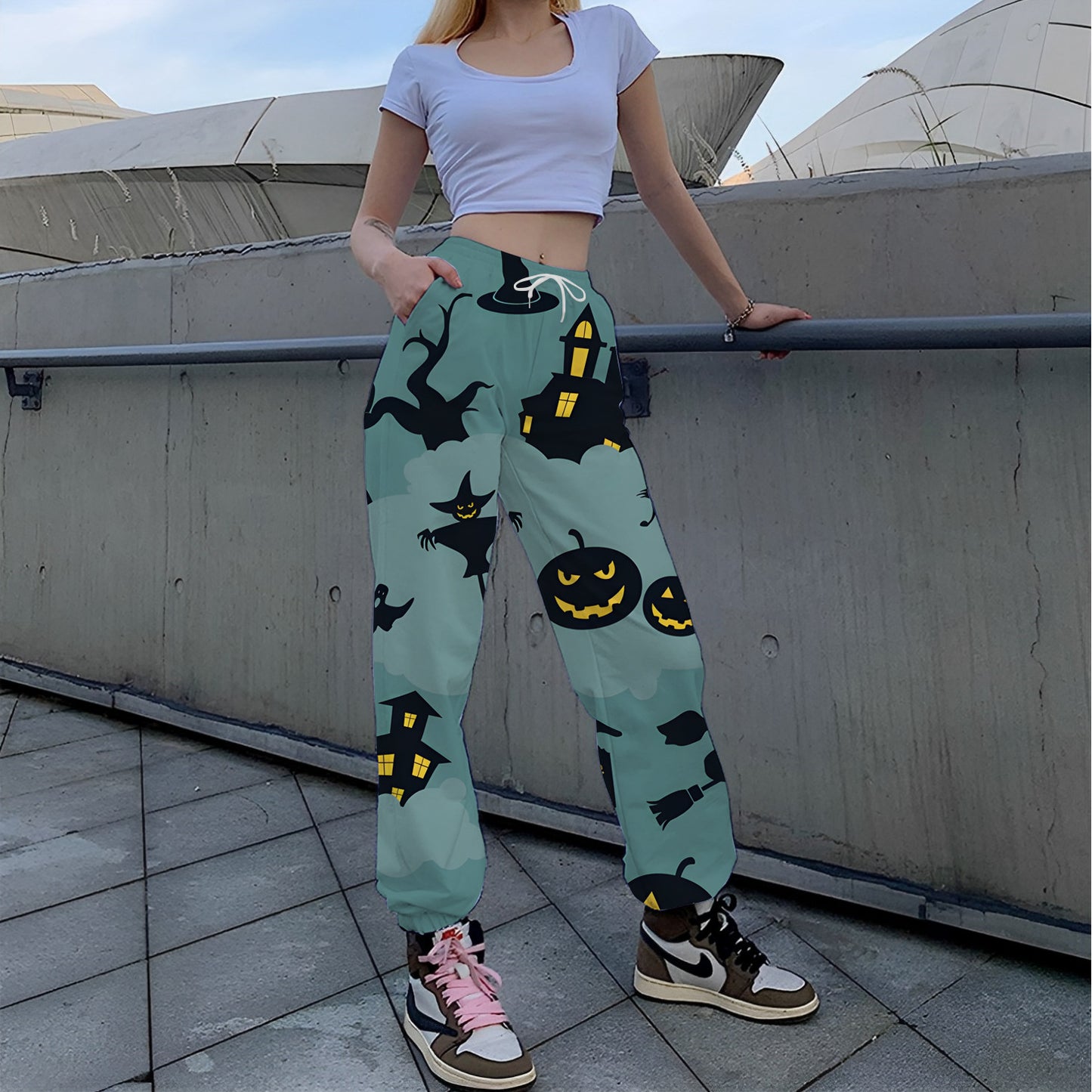 Printed Loose Tappered Sports Pants Fashion