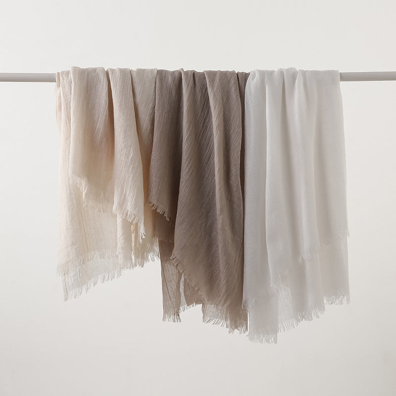 Artistic Sunscreen Solid Color Cotton And Linen Scarf