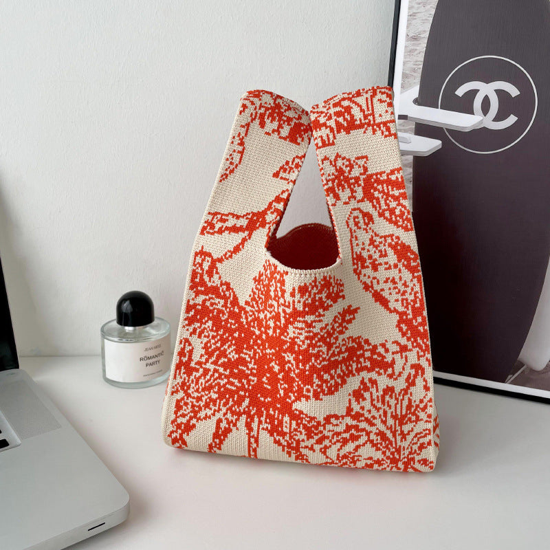 Korean Style All-match Knitted Tote Bag Retro